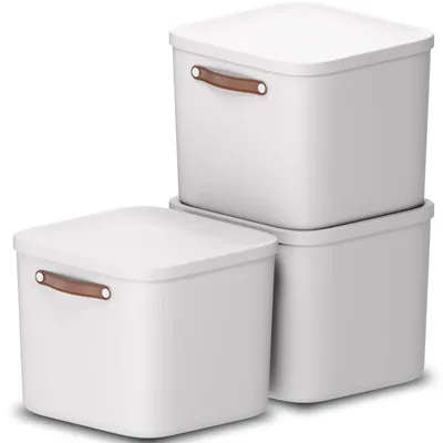 Produktbild von Rotho 3er-Set Aufbewahrungsbox 40L Maloja - Kunststoffbox mit Deckel - Stapelbox 39,5 x 38,0 x 34,0 cm - Plastikbox Ordnungsbox Allzweckkiste