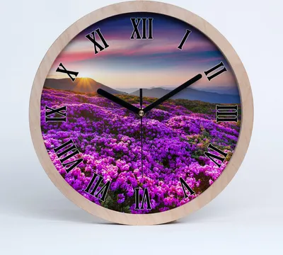 Produktbild von Holzuhr 25fi cm wanduhr - schwarze Spitzen - Blumen in den Bergen