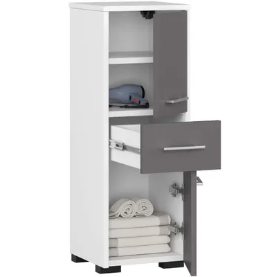 Produktbild von AKORD Furniture Factory OP0LLAZ85BIASZA, Weiß, Frei stehend, 3 Regale, 1 Schublade(n), 2 Tür(en), Matt