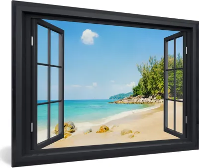 Produktbild von MuchoWow® Gerahmtes Poster Durchsichtig - Strand - Schwarz 60x40 cm - Poster mit Schwarzem Bilderrahmen Wandposter Rahmen Foto Bilder - Printing - Wanddeko Schlafzimmer