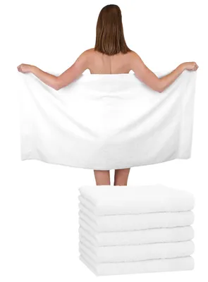 Produktbild von Betz 6 Stück Duschtücher 70 x 140 cm PREMIUM 100% Baumwolle Liegetuch Strandtuch   Farbe: weiß