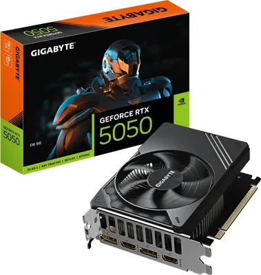 Zdjęcie produktu dla GIGABYTE GeForce RTX 5050 D6 8G, GeForce RTX 5050, 8 GB, GDDR6, 128 bit, 7680 x 4320 px, PCI Express 5.0