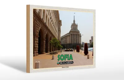 Produktbild von Holzschild Reise 30x20cm Sofia Bulgarien Ministerrat Gebäude