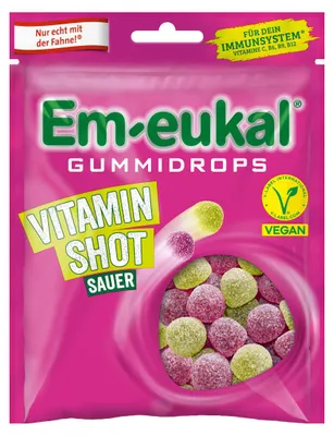 Zdjęcie produktu dla Eukal Gummidrops Vitamin Shot – kwaśne cukierki, opakowanie 90 g