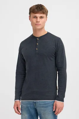 Produktbild von INDICODE IDGifford Herren Longsleeve Langarmshirt Shirt mit Grandad-Ausschnitt Baumwollmischung Regular fit