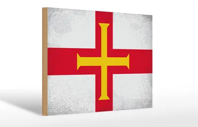Produktbild von Holzschild Flagge Guernsey 30x20cm Flag Guernsey Vintage