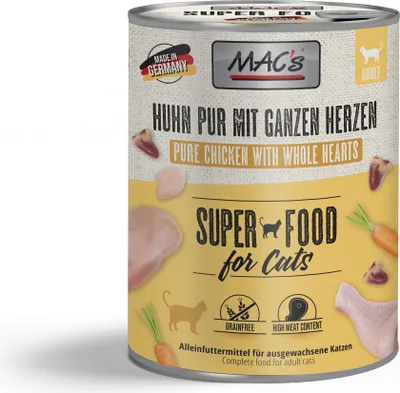 Produktbild von MAC's CAT - Pur Dose 6x800g | Huhn Pur mit ganzen Geflügelherzen