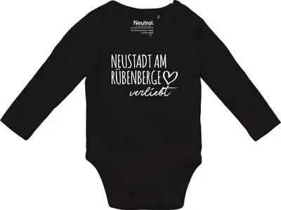 Produktbild von Huuraa Baby Body Neustadt am Rübenberge verliebt 80 Black  Baumwolle Fairtrade Langarmbody Geschenkidee
