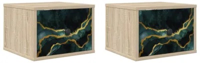 Image de Tables de chevet murales WIJHE, lot de 2, en chêne Sonoma