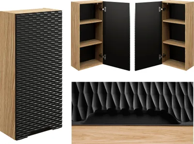 Produktbild von Hängeschrank in Eiche mit schwarz OLUO-56-BLACK