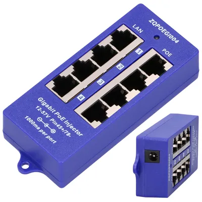 Productafbeelding van Extralink 4-Poorts Gigabit PoE Injector 4× 1000 Mbps RJ45, PoE+ IEEE 802.3af/at