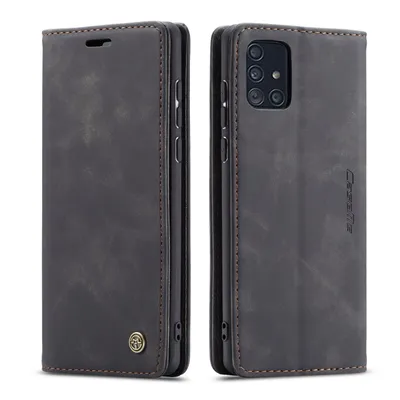 Obrázek produktu pro Galaxy A71 Pouzdro, RetroPolyuretanKožené Pouzdro, Kapsy na Karty, Magnetické Uzavírání, Pouzdro s Funkcí Stojánku pro Samsung Galaxy A71 černé