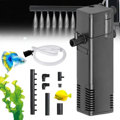 Productafbeelding van 1000 liter per uur, 8 watt. Binnenfilter voor aquaria. Aquariumbinnenfilter met instelbare doorstroomsnelheid – 3-in-1 aquariumbenodigdheden: filter en waterpomp voor aquaria tot 40 liter