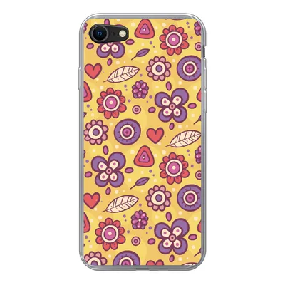 Produktbild von MuchoWow® Handyhülle Schutzhülle Hülle für iPhone SE 2022 Muster - Blumen - Lila - Orange Silikon Softcase Handy Hülle - Schutzhülle