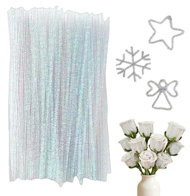 200 Glitzer-Chenille-Bürsten, 30 cm x 6 mm, Basteldraht
