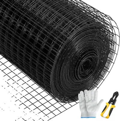 Obrázek produktu pro VEVOR drátěné pletivo 122 x 1524 cm pozinkované 16mm ocelové pletivo s vinylovou povrchovou úpravou se štípacími kleštěmi a párem textilních rukavic, pro zahradní ploty a ohrady pro domácí zvířata,