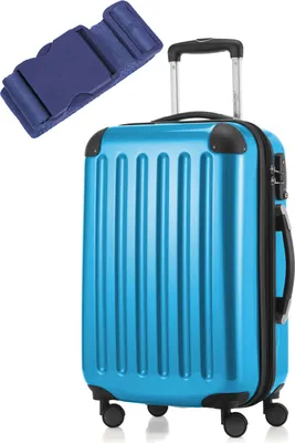 Obrázek produktu pro Hauptstadtkoffer Alex - Příruční kufr 55 cm + popruh na kufr jako dárek, vozík s rozkládacím skládacím mechanismem pro příruční zavazadla, 4 kolečka, tvrdá lesklá skořepina, TSA, azurově modrý