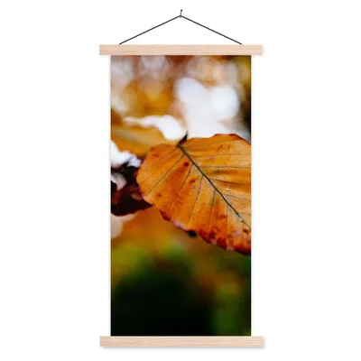 Produktbild von MuchoWow® Textilposter Buche - Herbst - Laub 60x120 cm mit holzfarbenen Rahmen - Holz