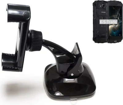 Produktbild von K-S-Trade kompakte Handy-Halterung Windschutzscheibe kompatibel mit Doogee S60 Lite Armaturenbrett schwarz Autohalterung KFZ Halter Scheiben-Halterung