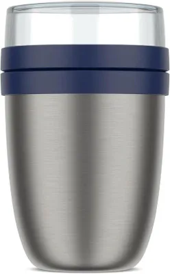 Produktbild von Famanu Isolierte Lunchpot - Thermos - Joghurtbecher und Suppenbecher - 500+200 ml - Blau