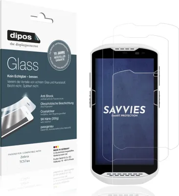 Produktbild von 2x Schutzfolie für Zebra TC57ax - Anti-Shock 9H Folie dipos Glass Kunststoffglas