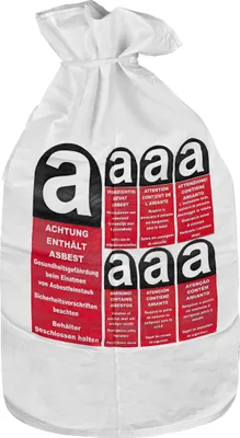 Produktbild von PP-Flachsack für Asbest mit Warndruck 70x110cm unbeschichtet