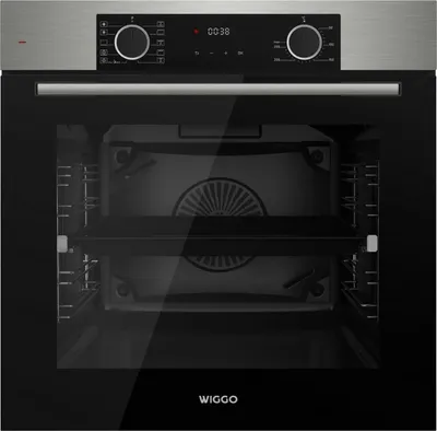 Produktbild von Wiggo Einbau-Backofen WO-BFA610 Edelstahl I Heißluftofen Energieklasse A I Konvektionsofen I Moderner Einbauofen mit 10 Funktionen u.a. Ober- & Unterhitze, Heißluft, Grillen, Auftauen, Airfryer