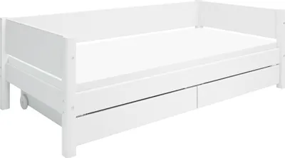 Immagine prodotto di Letto singolo bianco con 2 cassetti portaoggetti, dimensioni 90x200 cm. Colore: bianco. Materasso: non incluso