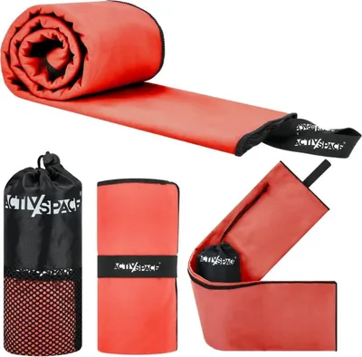 Produktbild von Schnelltrocknendes Mikrofaserhandtuch 130 x 75 cm, klein - rot