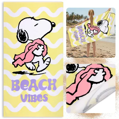 Produktbild von Peanuts Snoopy schnelltrocknendes Strand- und Badetuch aus 100 % Baumwolle, 70 x 140 cm