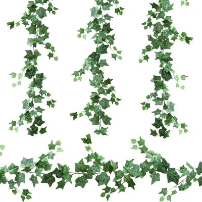 Imagen del producto de Planta artificial de hiedra, 2 metros, 4 unidades, hojas artificiales, para decoración