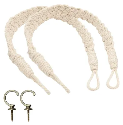 Vorhangkordel 2 Stück mit Metallhaken, beige, bronzefarben