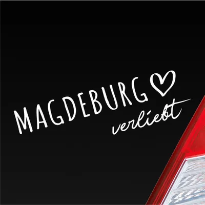 Produktbild von Auto Aufkleber Magdeburg verliebt Herz Stadt Heimat Liebe Car 19x6 cm Weiss Matt Sticker Heckscheibenaufkleber