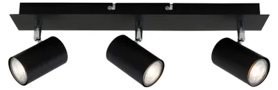 Produktbild von Deckenlampe schwenkbar, GU10 Fassung, max. 40 Watt, Deckenstrahler 3-flammig, Wohnzimmerlampe, Schlafzimmerlampe, Küchenlampe, 45x8x12,3 cm, Schwarz