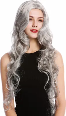 Produktbild von WIG ME UP Perücke sehr lang Mittelscheitel wellig Grau GFW2080-51