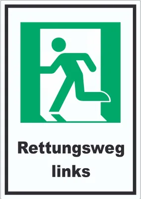 Produktbild von Rettungsweg links Aufkleber A4 (210x297mm)