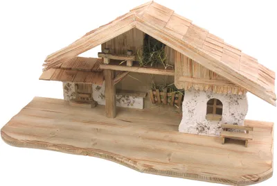 Produktbild von Krippenstall Osser 70x30x33 cm aus Holz für 11-13 cm Figuren
