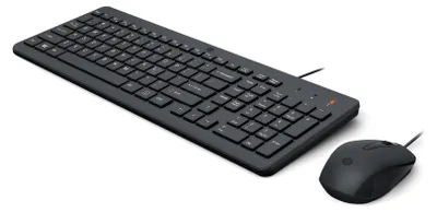 Obrázek produktu pro HP Kabelová myš a klávesnice 150, Plná velikost (100 %), Kabel, USB, Membránový spínač, Černá, Obsahuje myš