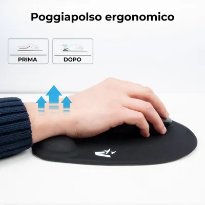 Imagen del producto de Vultech MP-02N, Negro, Imagen, Gel, Microfibra, Goma, Reposamuñecas, Patas antideslizantes