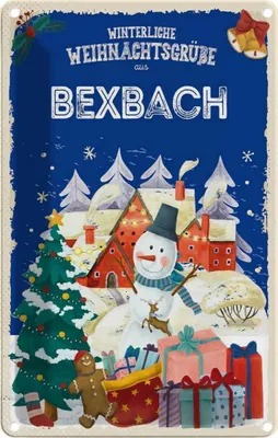Produktbild von vianmo Blechschild 18x12 cm Weihnachtsgrüße aus BEXBACH Weihnachten
