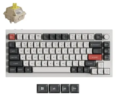 Produktbild von Keychron Q1 Ultra 8K 75 % Kabellose Mechanische Tastatur, Aluminium, 82 Tasten, 2,4 GHz/Bluetooth/kabelgebunden, ZMK-programmierbar QWERTY US - POM Switch - Banana