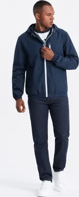 Imagen del producto de Chaqueta deportiva ligera para hombre, con forro de polar, color azul oscuro, talla S