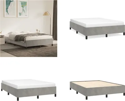 Produktbild von vidaXL Bettgestell Hellgrau 140x200 cm Samt - Bettgestell - Bettgestelle - Bettrahmen - Bett
