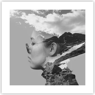 Produktbild von Poster - Poster ohne Rahmen - Frau modern schwarz und weiß - 40x40 cm - Wand Bild - Wanddeko - Wandbilder - Kunstposter - Wandposter - Bilder - Kunstdruck - Wanddekoration - Wandbild - P2XAC40x40-4571