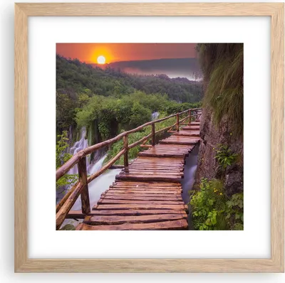 Produktbild von Gerahmtes Poster - Rahmen in heller Eiche - Park Natur Wasser - 30x30 cm - Wand Bild - Wanddeko - Wandbilder - Wandposter - Bilderrahmen - Bilder - Kunstdruck - Wandbild - P2NAC30x30-3962