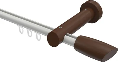 Produktbild von Interdeco Innenlaufstange / Gardinenstange mit Innenlauf Weiß / Nussbaum lackiert, Typ Talent Etta (Ellipse Schräge), 20 mm Ø 1-läufig, 140 cm