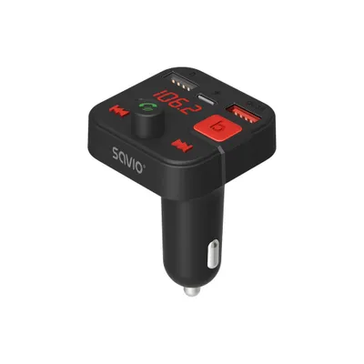 Produktbild von Savio TR-15 Transmiter FM z Bluetooth, Analog & Digital, FM, 87,6 - 107,9 MHz, Bluetooth/USB, Audiostreaming, USB Typ-A, USB Typ-C
