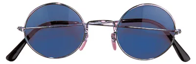 Hippie-Brille mit runden, blauen Gläsern, 1 Stück