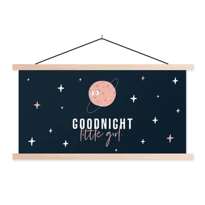 Produktbild von MuchoWow® Textilposter Zitate - Mädchen - Gute Nacht kleines Mädchen - Sprichwörter - Kinder - Baby - Mädchen 60x30 cm mit holzfarbenen Rahmen - Dekoration