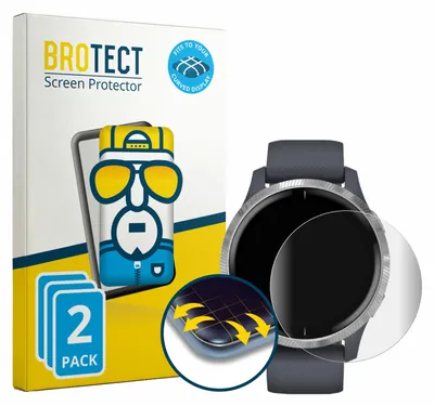 Produktbild von 2x BROTECT Fullscreen Schutzfolie für Garmin Venu (43 mm) Displayschutz Folie Fullcover Klar Transparent